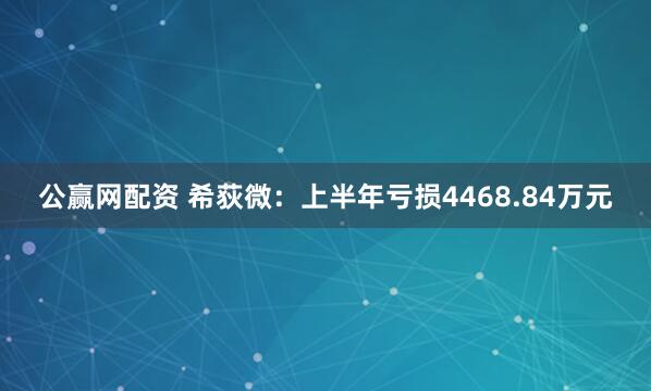 公赢网配资 希荻微：上半年亏损4468.84万元